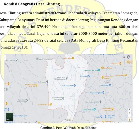 Gambar 3. Peta Wilayah Desa Klinting  Sumber: Google Maps 