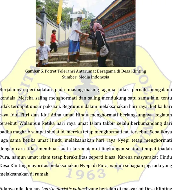 Gambar 5. Potret Toleransi Antarumat Beragama di Desa Klinting  Sumber: Media Indonesia 