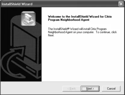 Gambar 9.14 Jendela InstallShield Wizard untuk Citrix Program  Neighborhood Agent 