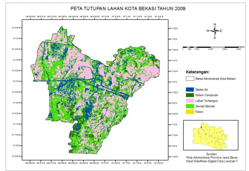 Gambar 5  Peta tutupan lahan Kota Bekasi tahun 2009 