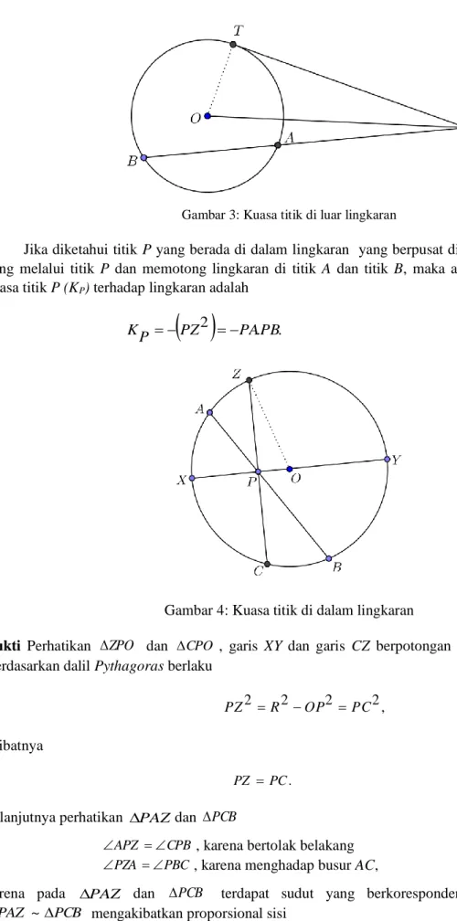 Gambar 3: Kuasa titik di luar lingkaran 