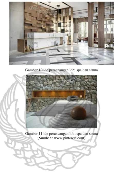 Gambar 10 ide perancangan lobi spa dan sauna