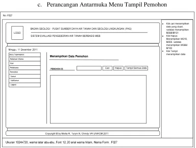 Gambar 3.32 Perancangan antarmuka menu tampil pemohon 