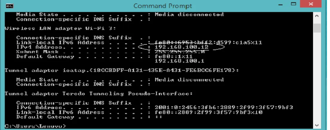 Gambar 9.IP Address Laptop yang Digunakan