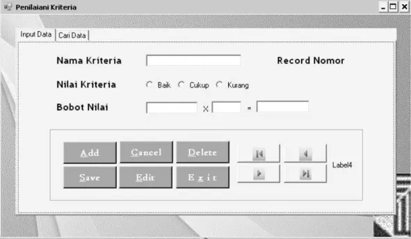 Gambar 5.7 Entry Data Penilaian Kriteria 