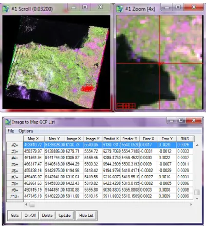 Gambar 3.28 Proses Rektifikasi Citra Landsat TM Path 120 Row 65 Tahun 2012  