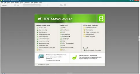 Gambar 2.1 Tampilan Start Page Macromedia Dreamweaver 8 