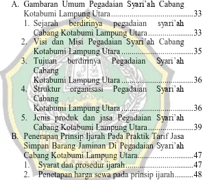 Gambaran Umum Pegadaian Syari‟ah Cabang Kotabumi Lampung Utara .......................................