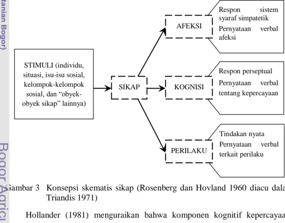 Gambar 3  Konsepsi  skematis  sikap  (Rosenberg  dan  Hovland  1960  diacu  dalam  Triandis 1971) 