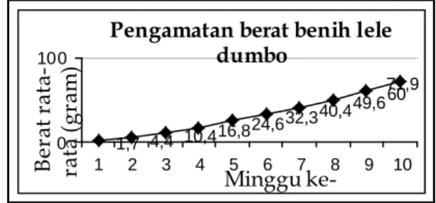 Gambar Pertumbuhan panjang rata-rata tubuh ikan  lele dumbo selama pemeliharaan. 