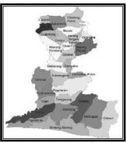 Gambar 7. Peta Administrasi Kabupaten Cianjur  Sumber. Dinas Kabupaten Cianjur, 2008 