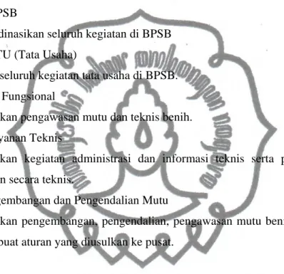 Gambar : 4.1 struktur organisasi Balai Pengawasan dan Sertifikasi Benih  Propinsi Jawa Tengah 