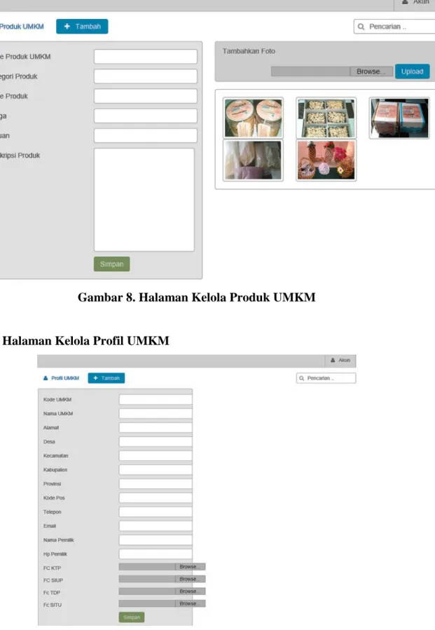 Gambar 8. Halaman Kelola Produk UMKM 