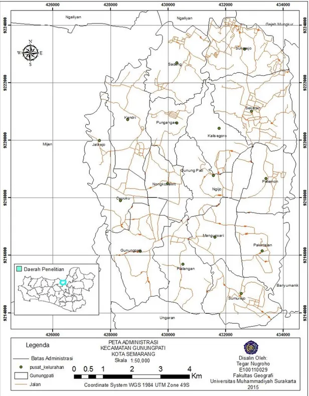 Gambar 1.2 Peta Administrasi Kecamatan Gunungpati 