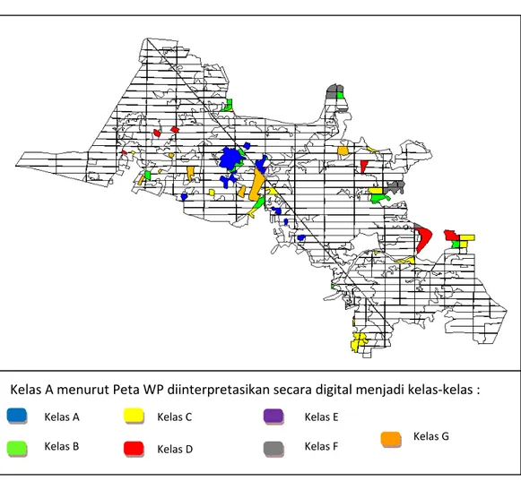 Gambar IV.4 Overlay Kelas A menurut  peta WP dengan hasil interpretasi digital  