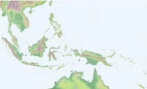 Gambar 1-1: Letak Indonesia di antara Dua Benua  Garis  pantai  terletak  di  kawasan 