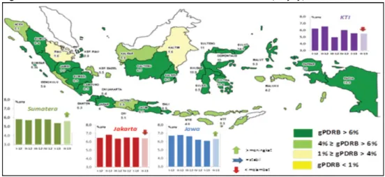 Figur 2. Peta Pertumbuhan Ekonomi Daerah Triwulan II-2013 (%, yoy)