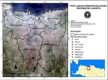 Gambar 2  Peta Lokasi Pemantauan Udara di Provinsi DKI Jakarta 