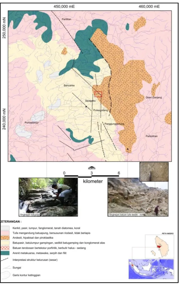 Gambar 3. Peta Geologi Pakkat - Onan Ganjang dan Sekitarnya, Kabupaten Humbang  Hasundutan, Provinsi Sumatera Utara 