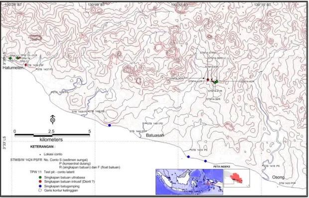 Gambar 3. Peta Lokasi conto Hatumeten – Batuasa, Kecamatan Werinama, Kabupaten  Seram Bagian Timur