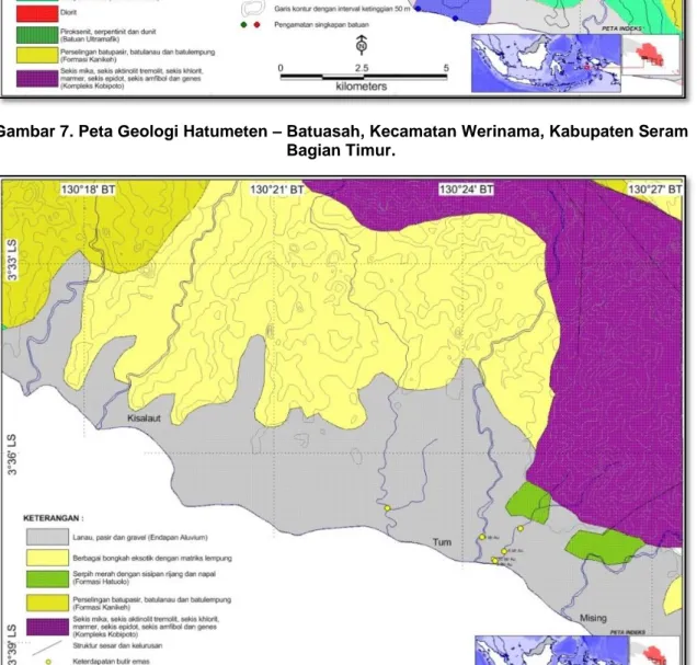 Gambar 8.  Peta Geologi Tum, Kecamatan Werinama, Kabupaten Seram Bagian Timur. 