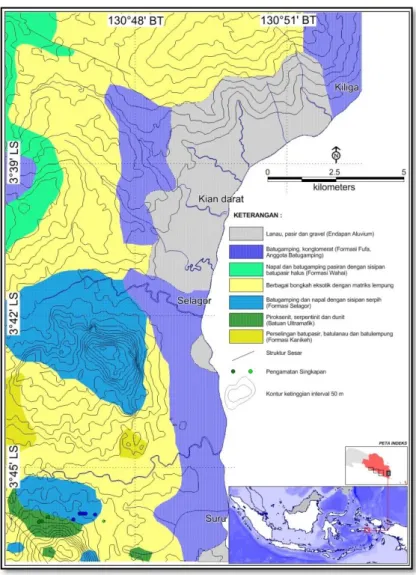 Gambar 10. Peta Geologi Selor – Dawang, Kecamatan Kilmuri,  Kabupaten Seram Bagian Timur