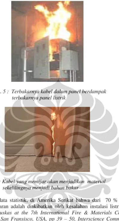 Gambar 1. 5 :  Terbakarnya kabel dalam panel berdampak                            terbakarnya panel listrik 