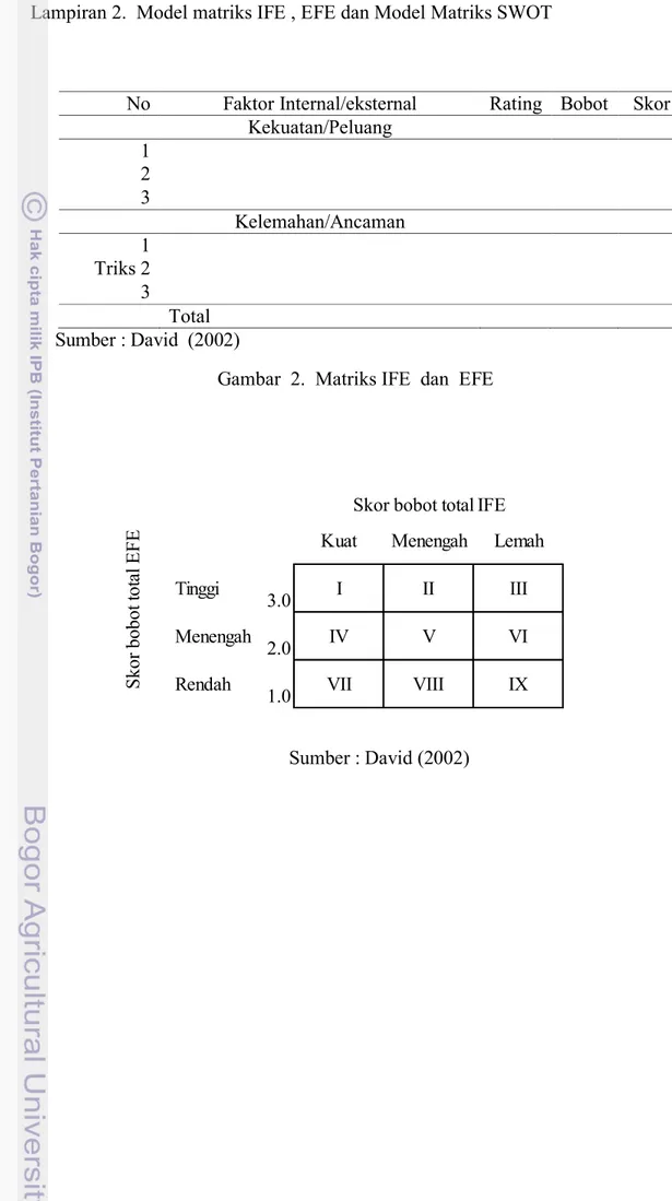 Gambar  2.  Matriks IFE  dan  EFE 