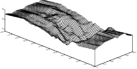 Gambar 3. Pola gerusan dengan tirai II lapis pada t = 900 dtk pada Q = 0,0178  m 3 /dt 