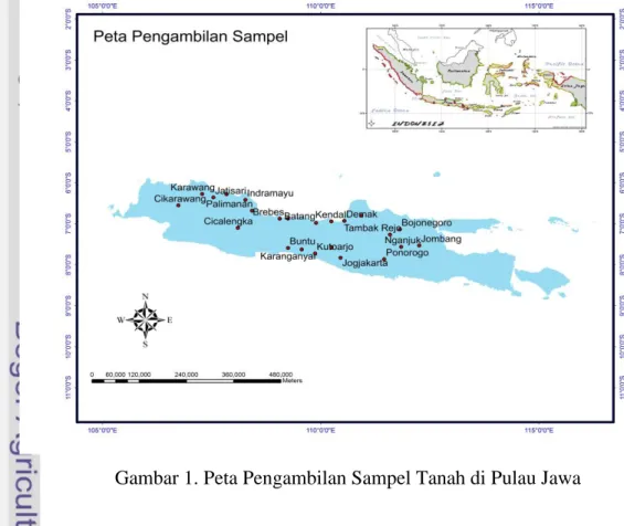 Gambar 1. Peta Pengambilan Sampel Tanah di Pulau Jawa 