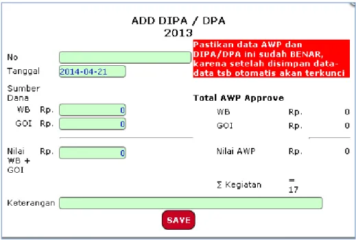 Gambar  18. Form Isian DPA/DIPA 