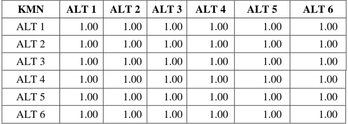 Tabel  4.27  Matriks  Perbandingan  Berpasangan  Antar  Alternatif  Berdasarkan  Sumber Daya Manusia 