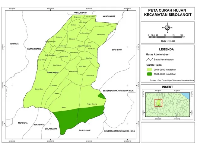 Gambar 3. Peta Curah Hujan Kecamatan Sibolangit