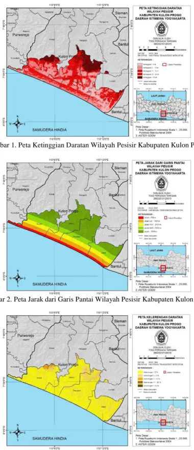 Gambar 1. Peta Ketinggian Daratan Wilayah Pesisir Kabupaten Kulon Progo  