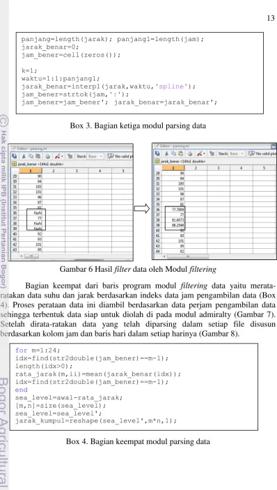 Gambar 6 Hasil filter data oleh Modul filtering 
