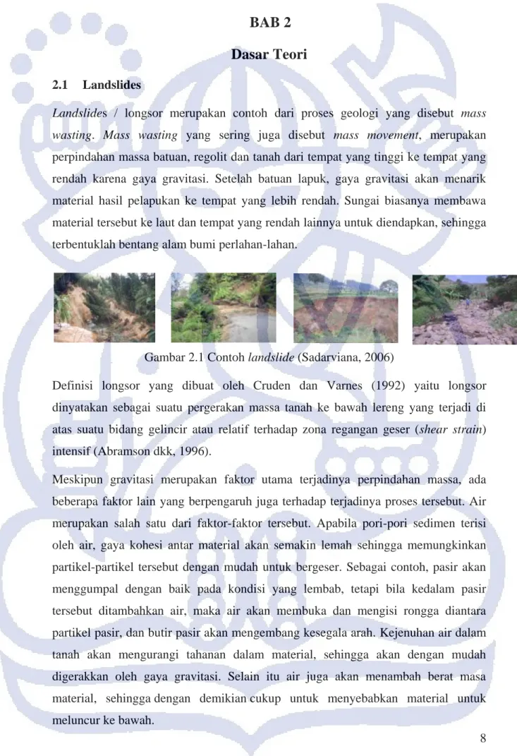 Gambar 2.1 Contoh landslide (Sadarviana, 2006) 