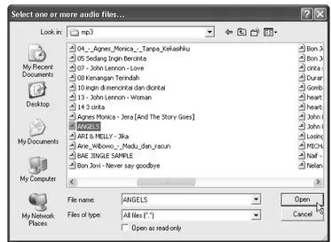 Gambar 3.9. Memilih File Audio dan Tombol Open 