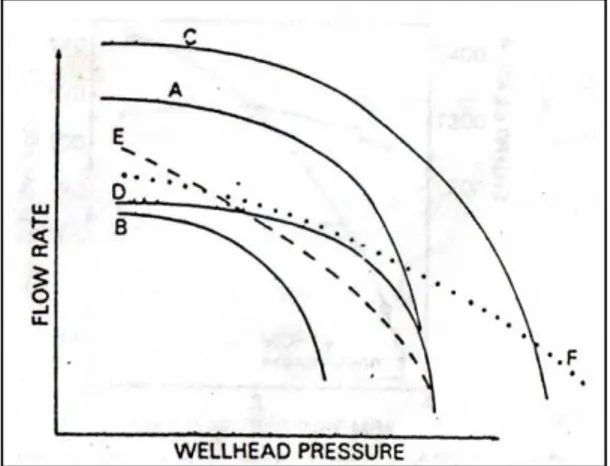 Gambar  1.  Menunjukkan  variasi  bentuk  output  curve  berdasarkan  analisa  Grant.  Asumsi  yang  digunakan  adalah entalpi dan kandungan gas tidak  terlalu  besar