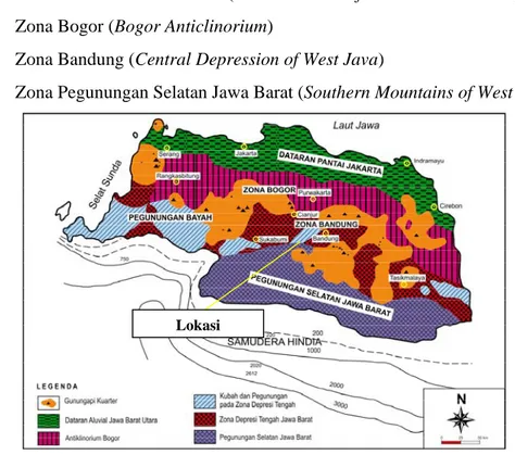 Gambar 2.1 Peta Fisiografi Jawa Barat (van Bemmelen, 1949). 