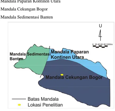 Gambar 2.3 Peta Mandala Sedimentasi Jawa Barat (Martodjojo,1984). 