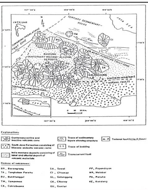 Gambar 2.5 Pola struktur daerah Bandung dan sekitarnya (Katili dan Sudradjat, 1984  op cit