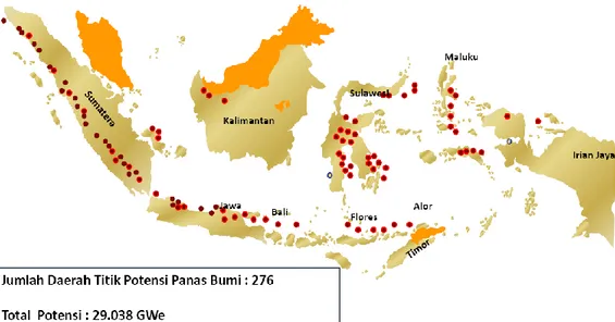 Gambar I.5 Potensi Panas Bumi Indonesia   Sumber: Badan Geologi Kementrian ESDM Tahun 2011 