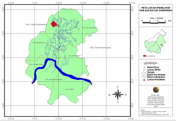 Gambar 7: Peta Lokasi Penelitian  Sub DAS Bayur Samarinda  4.  Penutup 