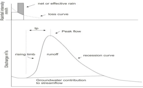 Gambar 1.6  Komponen Hidrograf Banjir (Wilson, 1974) 