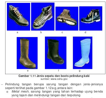 Gambar 1.11 Jenis sepatu dan boots pelindung kaki 