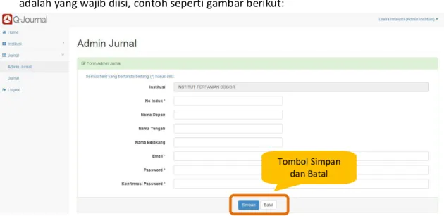 Gambar 17 Form Tambah Admin Jurnal