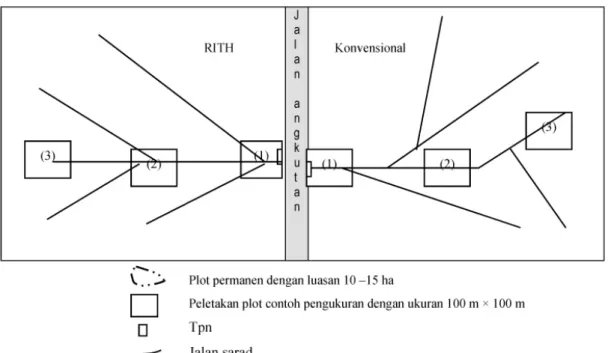 Gambar 1.  Desain plot-plot permanen/pengukuran