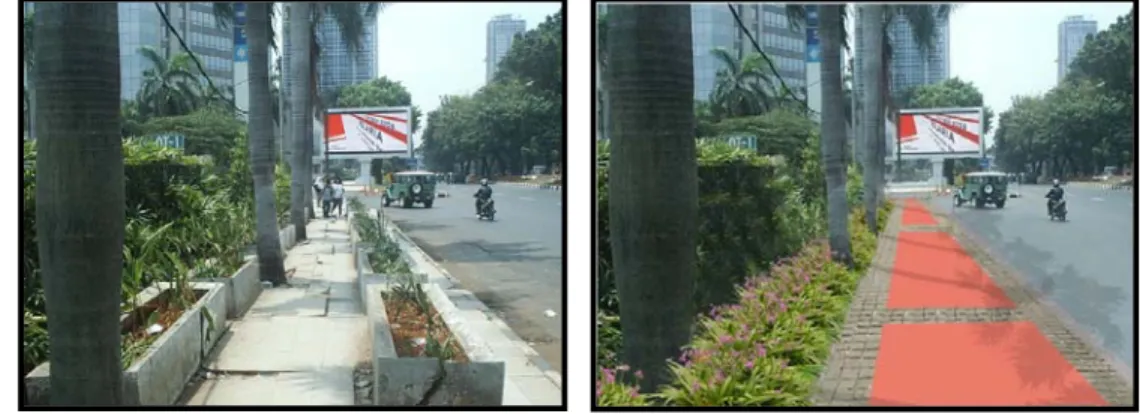 Gambar 3  Foto-foto  hasil  mountage untuk meningkatkan kualitas kenyamanan  lanskap pedestrian Jl