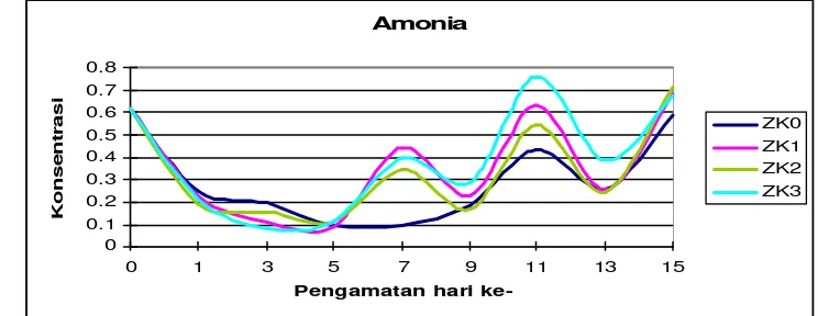 Gambar 5. Konsentrasi rata-rata amonia selama penelitian 