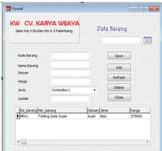 Gambar 8. Tampilan Input Data Barang Tampilan Input Data Order